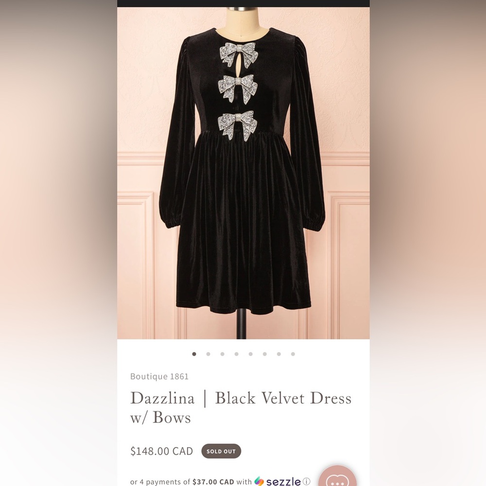 Sugarlips Black Long Sleeve Dress with Silver Bows